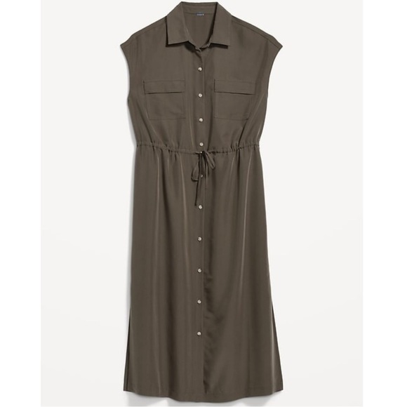 Old Navy Dresses & Skirts - Old Navy Green Waist-Defined Utility Midi Shirt Dress 3X